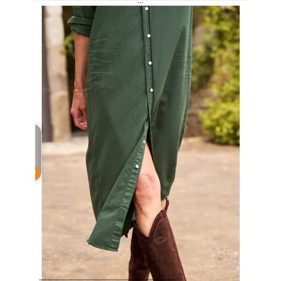 Frank & Eileen Famous Denim Rory Maxi Shirtdress In Vintage Green Size Small - Picture 7 of 14